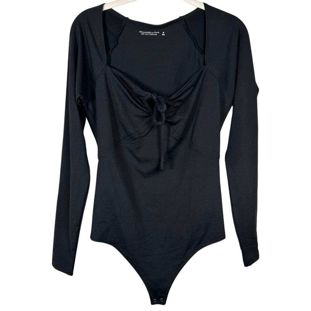 Abercrombie & Fitch Black Long Sleeve Keyhole Bodysuit Women's Medium